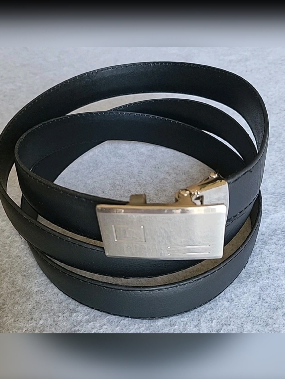 Ratchet Belt Mens Big&Tall 56 Black Leather Dress Work Stainless Steel Buckle